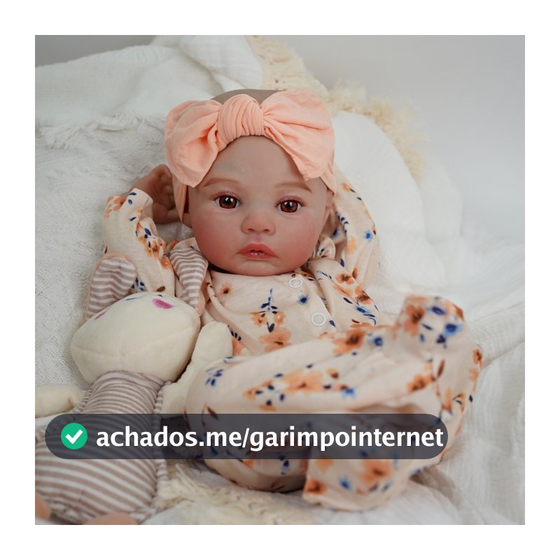 Boneca Bebe Reborn 48cm Menina 3D Pintado Cabelo Brastoy