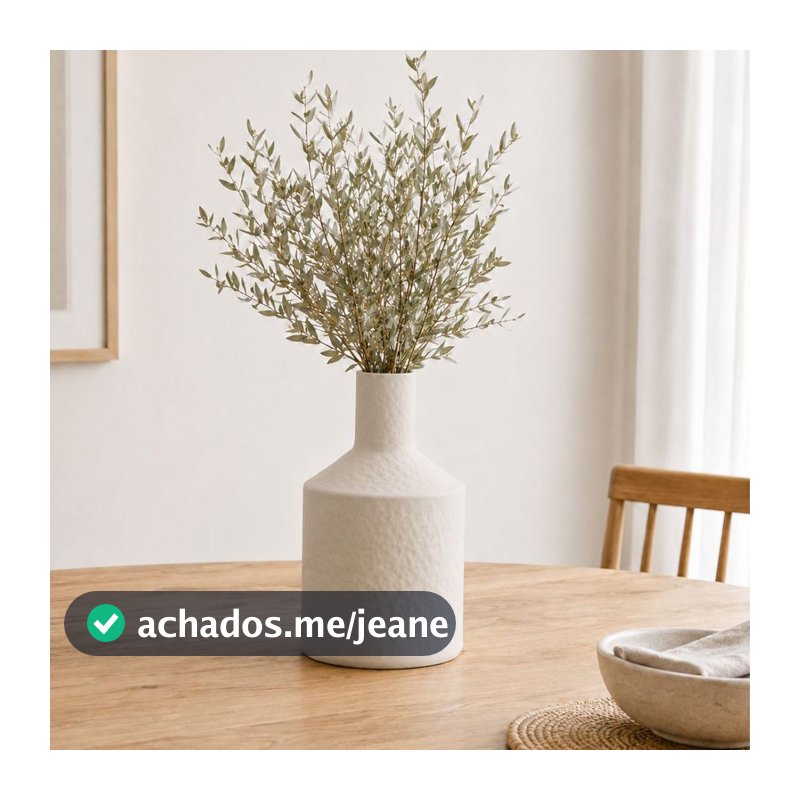 Vaso Orgânico Safira 28CM Branco Marfim Gesso Cimento Formato Irregular Elegante
