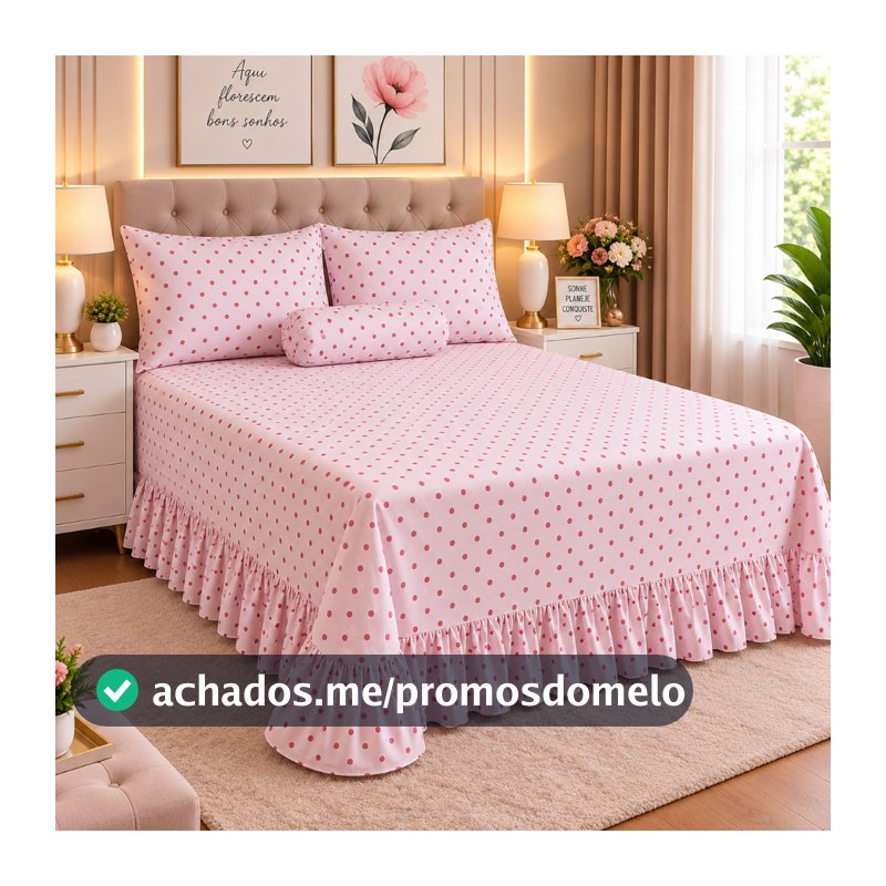 Kit Colcha Cama Cobre Leito Casal Queen C/Babado 3 Peças Estampada 400 fios Luxo