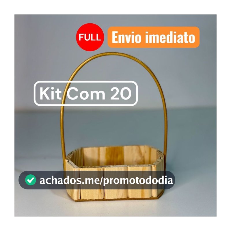 Kit 20 Cestas oval 16cm Fraldeira Madeira Decoração (ESCOLHA A COR DA ALÇA)