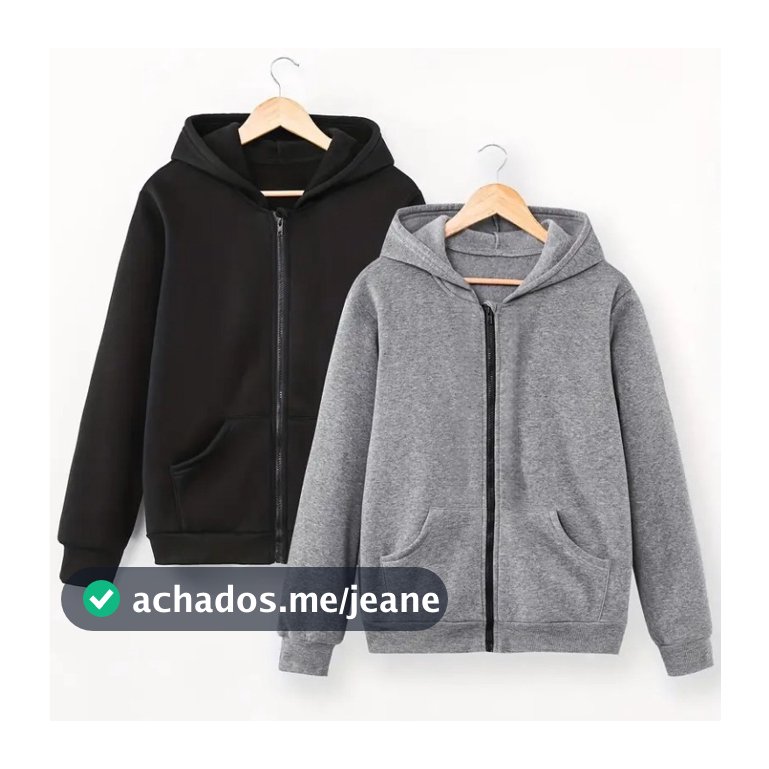 Kit de 2 Moletons com Capuz Bolso Zíper Moletom Jaqueta Algodão Blusa Flanelado Masculino Feminino Unissex