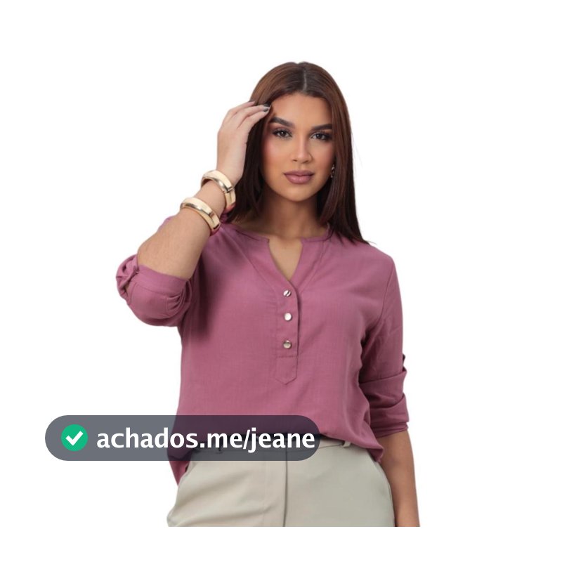 Camisa Social Feminina Manga 3/4 em Viscolinho, Lisa