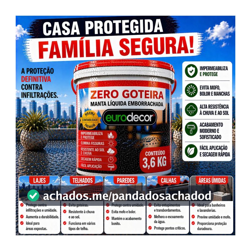 Manta Liquida Emborrachada Premium 1KG Ou 3.6KG Impermeabilizante Lajes Telhados Fachadas