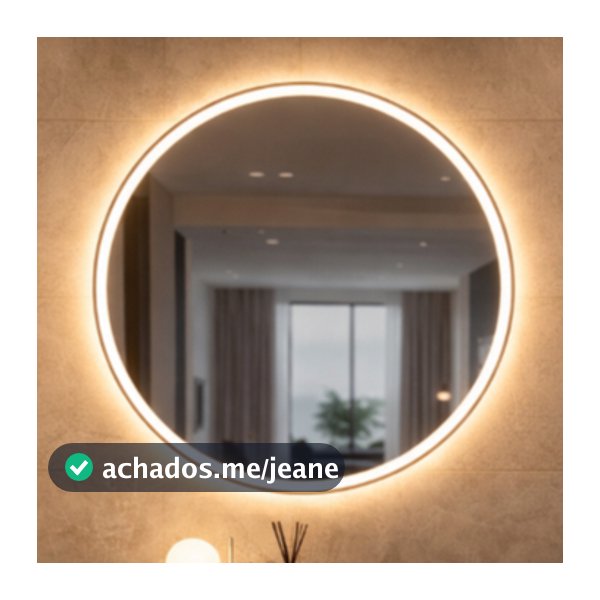 Espelho Redondo Jateado com LED 3 Cores Vários Tamanhos para Sala Banheiro Salão com Botão Touch
