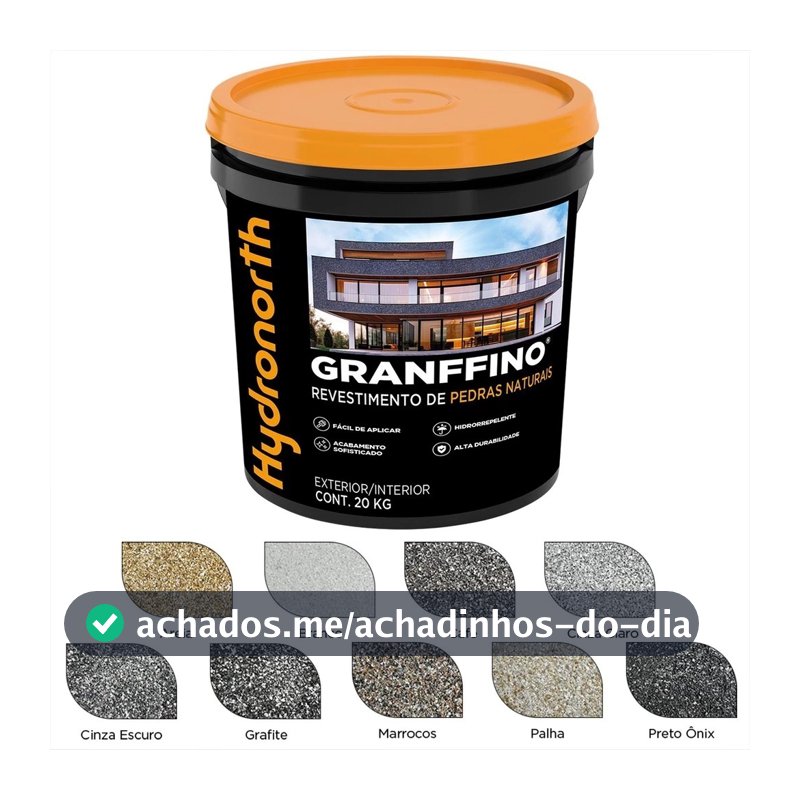 Revestimento Pedras Naturais Textura Granffino 20Kg Parede Hydronorth