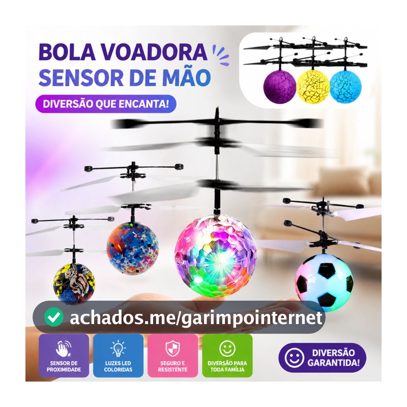 Bola Voadora LED Infantil Sensor de Mão Brinquedo Educativo Hover Ball Voadora Mágica Presente Crianças