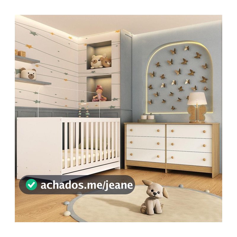 Berço Americano 3 em 1 para Colchão 130x70cm com Cômoda Caramelo Multimóveis MP4677