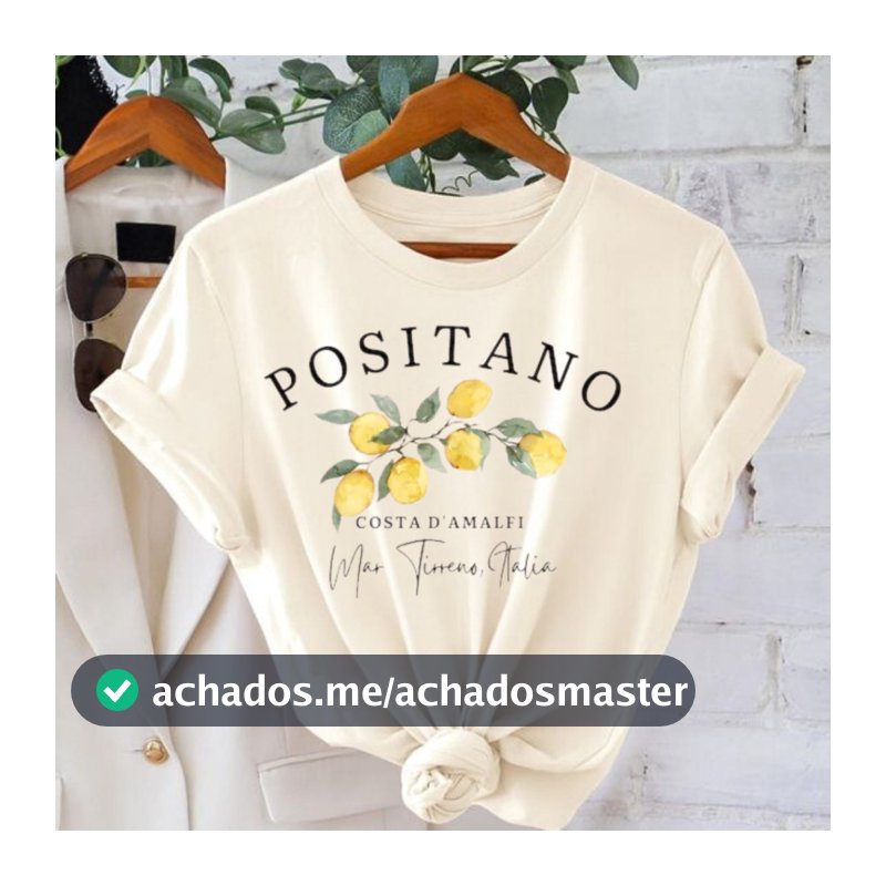 Camiseta Feminina Unissex Lançamento Estampada Positano Limão 100% Algodão Temos Plus Size