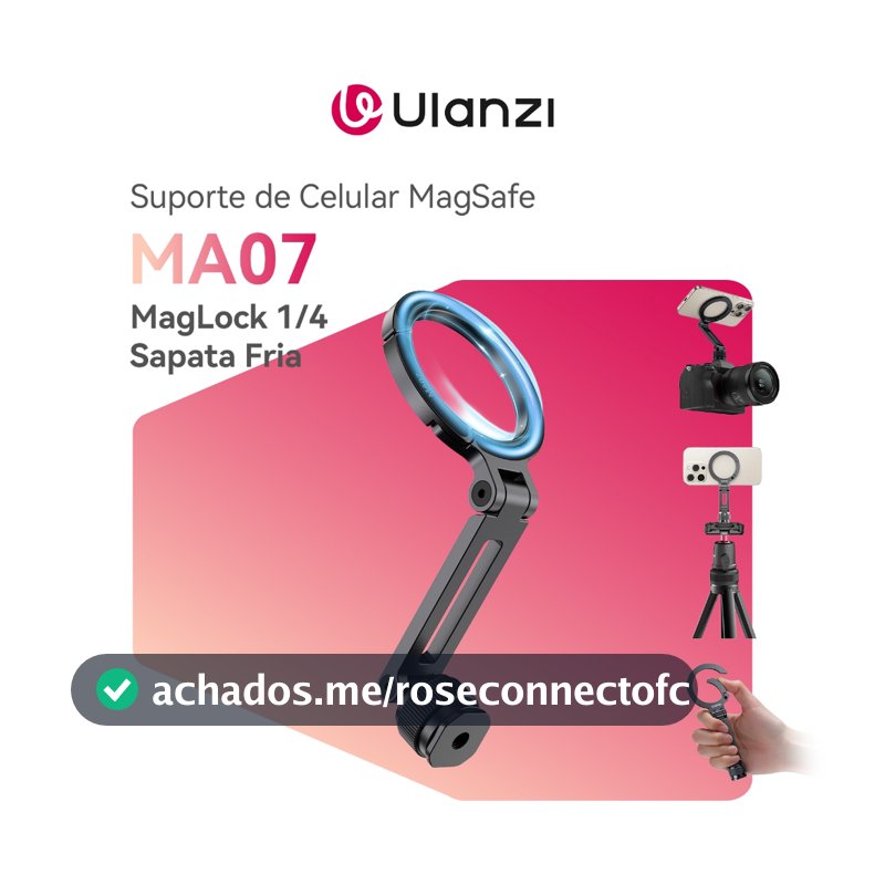 ULANZI MA07 Suporte MagSafe Magnético para Tripé, MagLock 1/4” Cold Shoe, iPhone 16/17