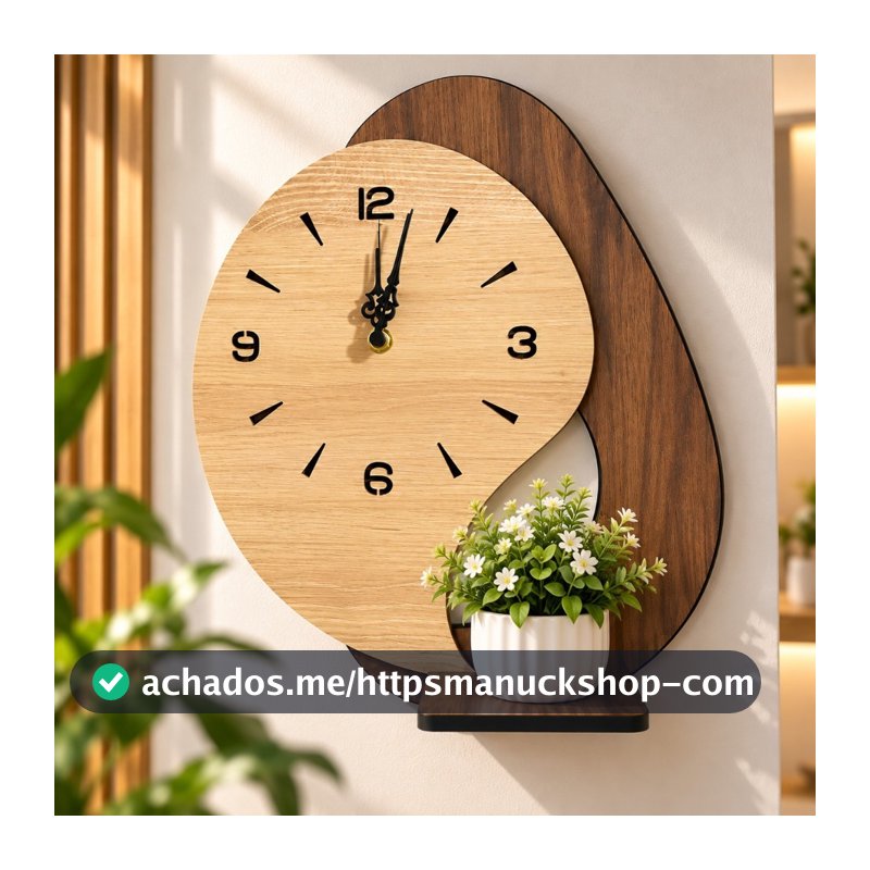 Relógio de Parede Decorativo Com Prateleira Moderno Luxo Sala Quarto Escritório Decoração Últimas Unidades