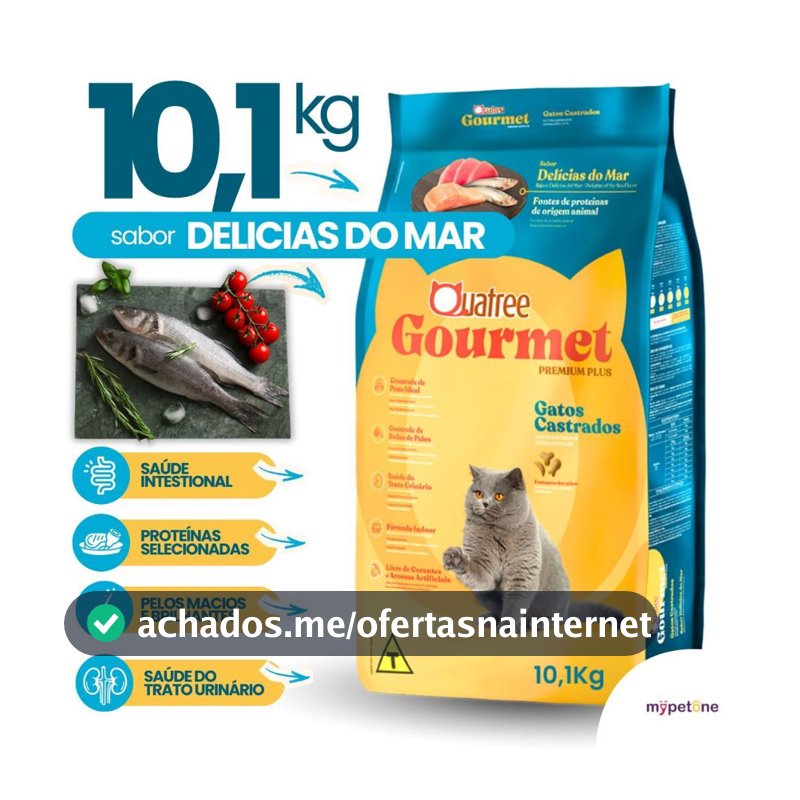 Ração Quatree Gourmet Gatos Castrados Delícias do Mar - 10,1Kg