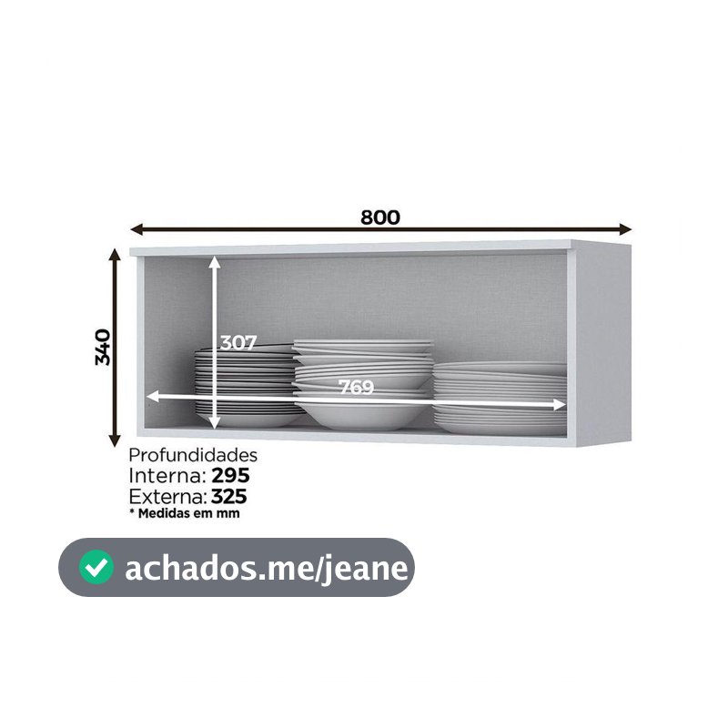 Armário De Cozinha Henn Americana 1 Porta Basculante 80 Cm C354-05 Branco