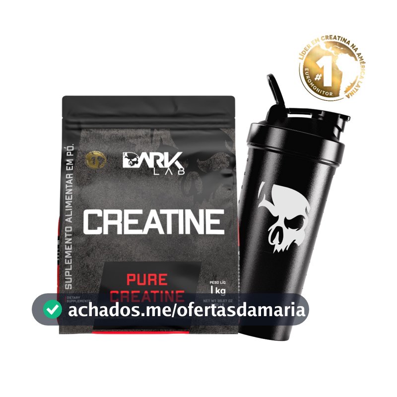 Creatina refil 1kg monohidratada + Coqueteleira Fuse com Rede 700ml Preta - Dark Lab
