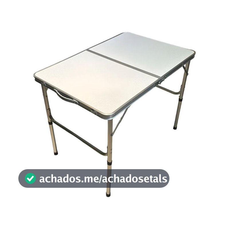 Mesa Dobrável Vira Maleta Alumínio Com Alça Camping Pesca Jardim Branco LuvinCo