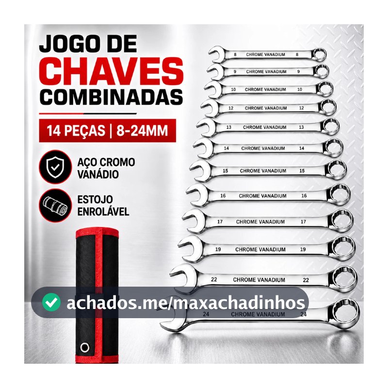Jogo Chave Combinada Boca Estrela 12/14 Peças Profissional combinação de aço carbono Chave fixa
