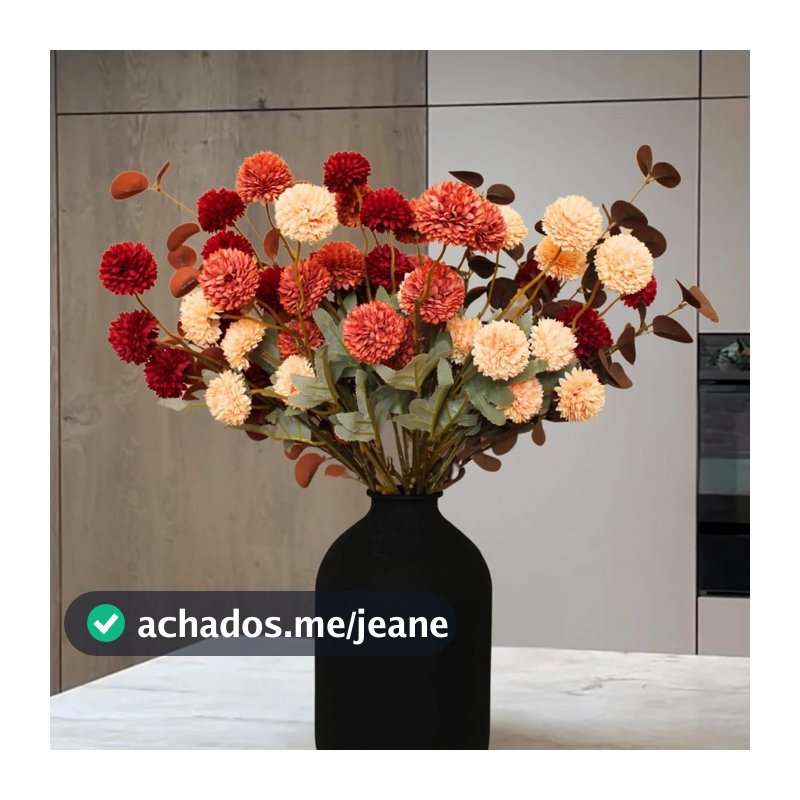 12 Stems & 50 Balls Silk Flower Bouquet: Artificial Dandelion, Roses and Eucalyptus for Home Decoration