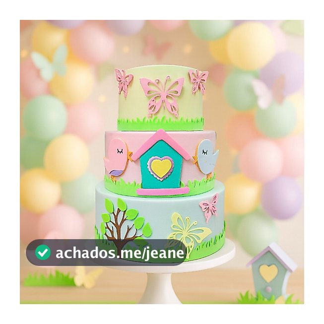 Bolo Fake Maquete Tema Jardim Encantado Eva Mod6 25x20x15 Cm