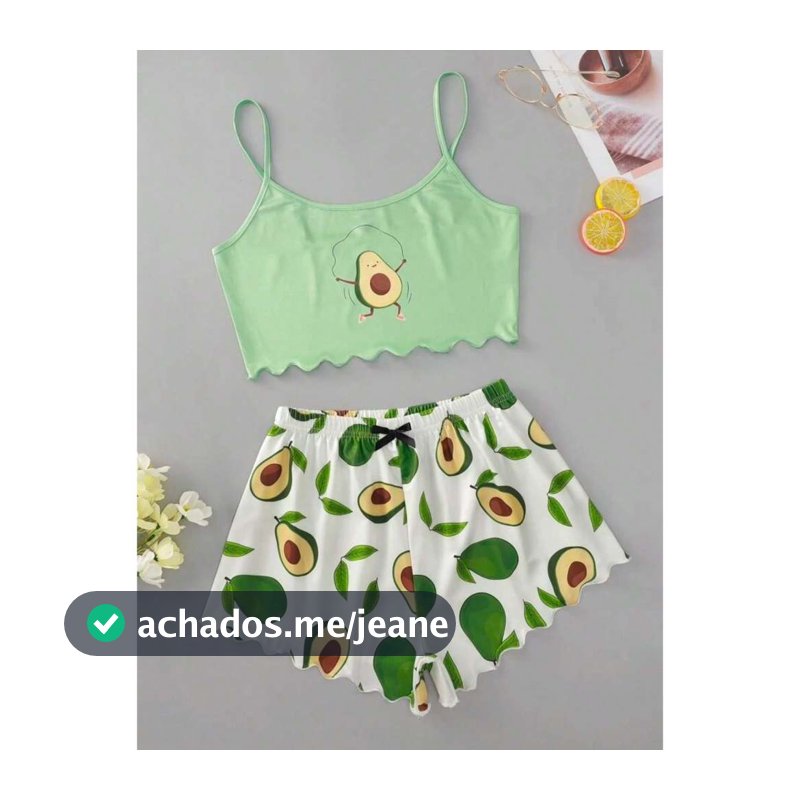 Pijama Feminino Curto Sexy Sensual Dia a dia Confortável Promoção Ondinha Personagem