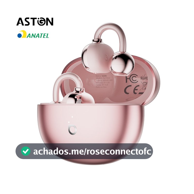 Astgn X Basike Fones de Ouvido Clip-on, Bluetooth 5.4, Cancelamento de Ruído ENC com Dois Microfones