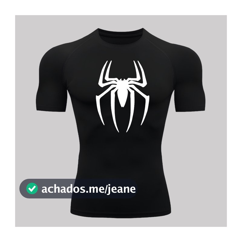 Camiseta Compressão Proteção Uv Manga Curta Homem Aranha Spider Man Térmica Rash Guard