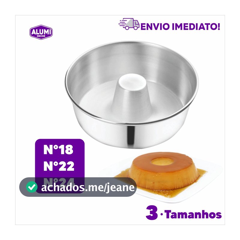 Forma de de Pudim Bolo de padaria - Assadeira com Cone de Alumínio N°18 - 22 - 24