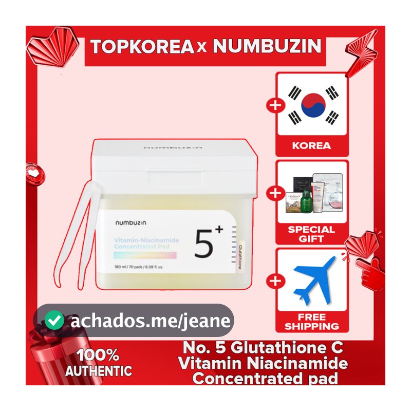 ★ Numbuzin No . 5 Almofada Glutationa C Trace Film pad/Vitamina Niacinamida Concentrada 70 Almofadas/TOPKOREA/Envio Da Coreia