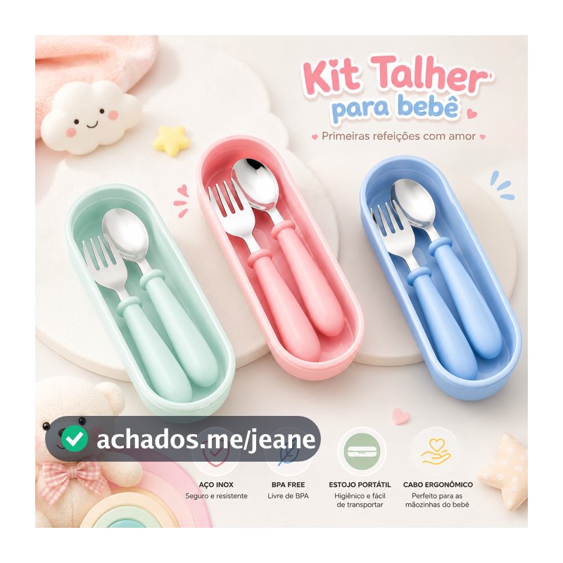Kit Talher Infantil Aço Inoxidável Com Estojo Portátil