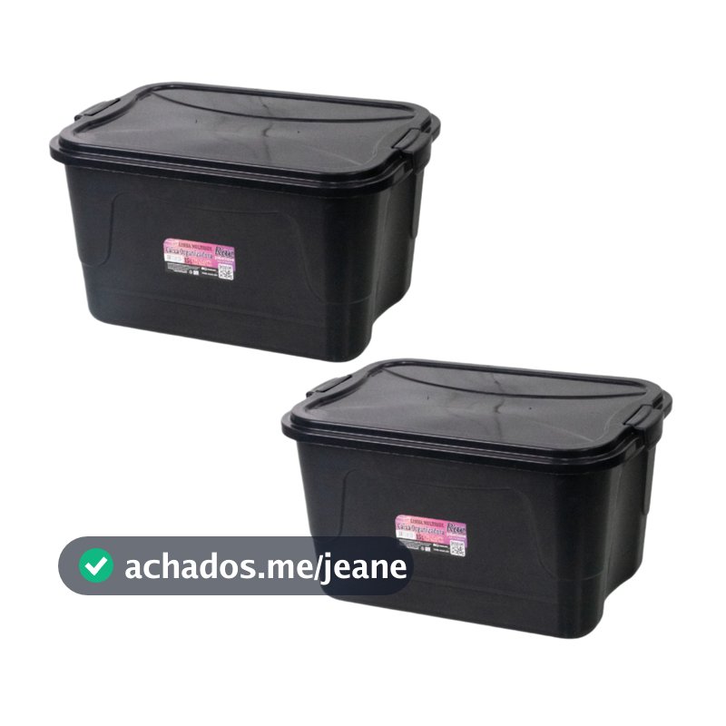 Kit 2 Caixa Organizadora Multibox 15L Com Tampa E Trava Black