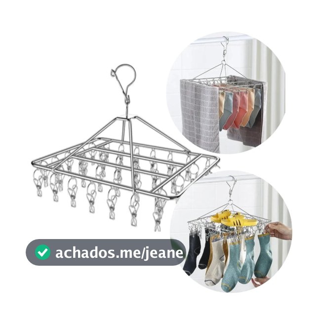 Varal Metal Suspenso 40 Prendedores Portátil Retrátil Roupa Intima Meia Cueca