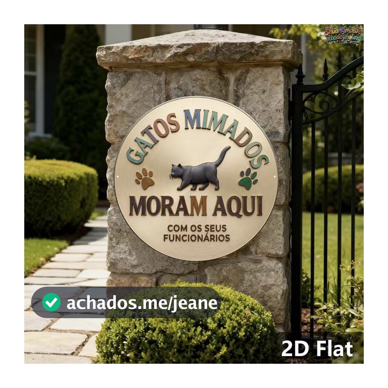 Quadro Decorativo gatinho placa redonda gatos mimados