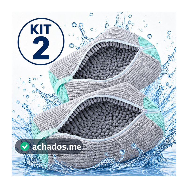 Kit 2 Sacos lavar Tenis Sapato Máquina Lavar roupas Protege não danifica Lavagem Segura Lavanderia