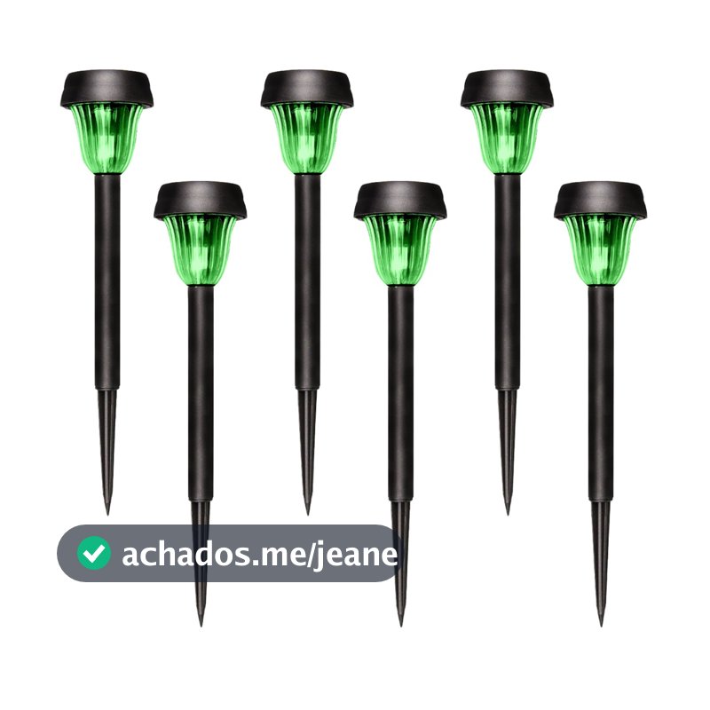 Kit 6 Luminárias Solar LED Espeto Jardim Decoração Externo
