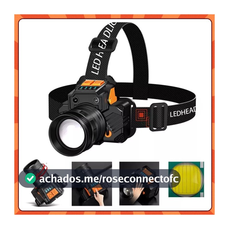 Cabeca Professional Lantern Led Prova Dágua Farol Potente Forte Recarregável Para Camping
