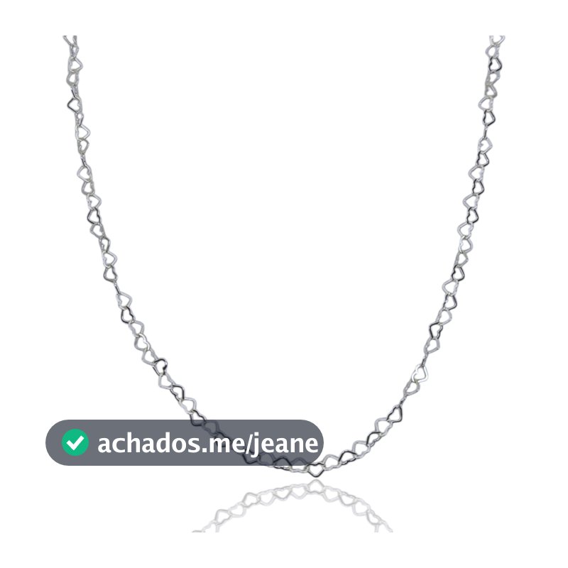 Colar Feminino Choker Gargantilha  Elo Coração Vazado Prata 925 40cm 2,7mm