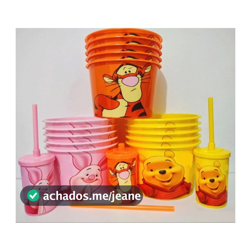 10 kit cineminha pooh C/ copo 200 ml