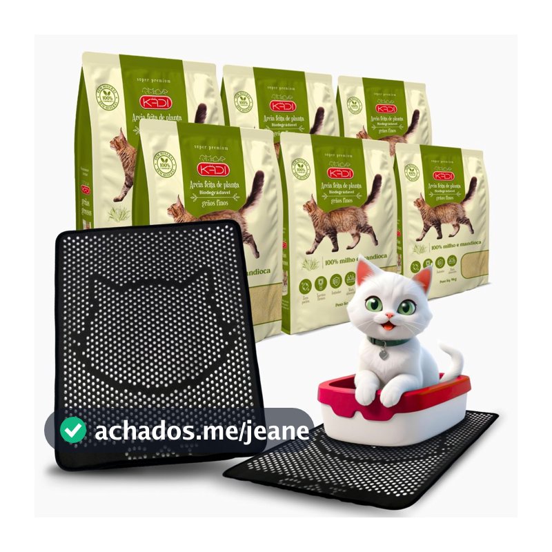 Kit 8 Areia Biodegradável Kadi Grãos Finos 2Kg E Coletor de areia Mypetone