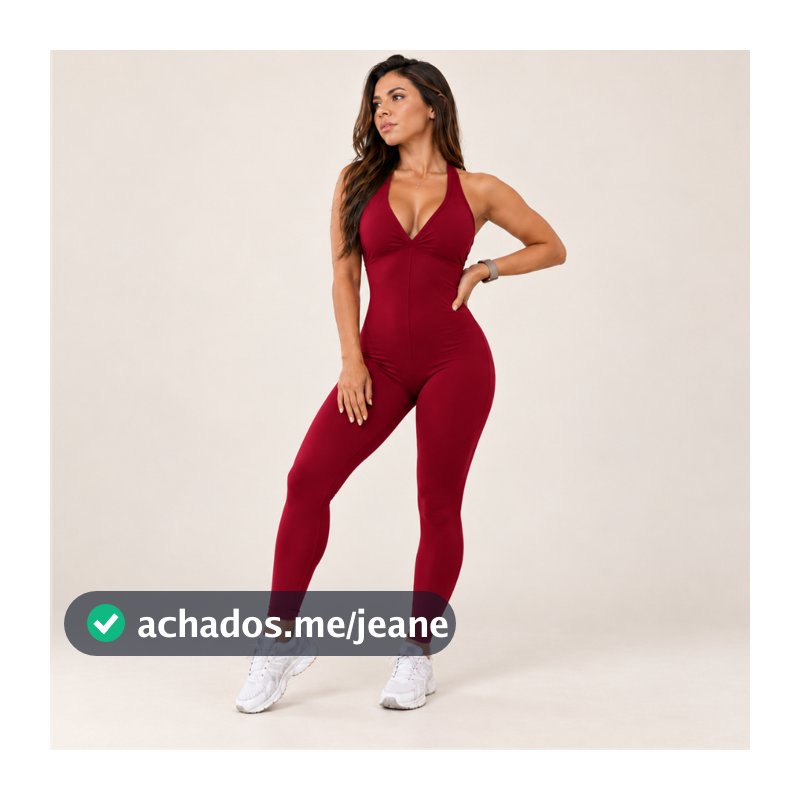 Macacão Fitness Longo Costas Nadador com Bojo removível Roupa de Academia- Moda Fitness