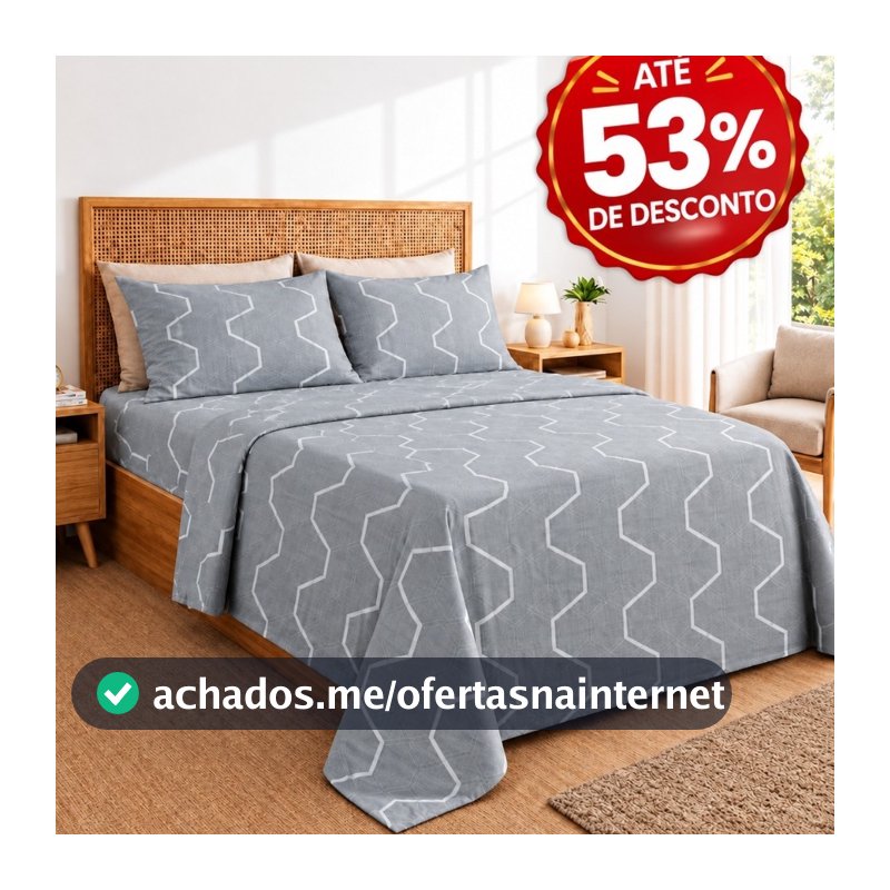 Kit Lençol 4 Peças Elastico 500 fios Micropercal Toque de Seda 3 Peças Estampado Casal Queen King