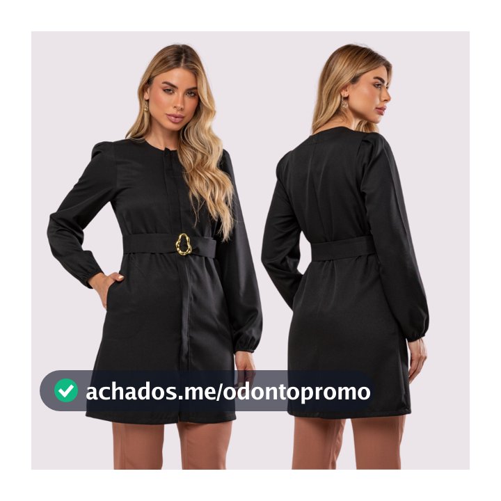 Jaleco Feminino Com Cinto Manga Longa Bufante Gabardine Cat