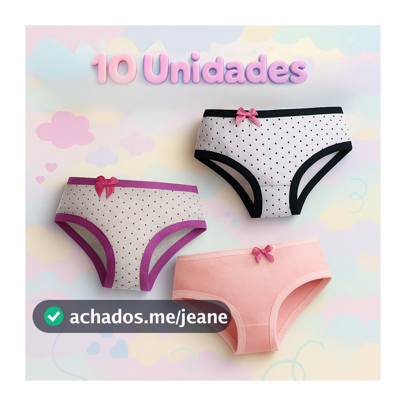 10 Calcinhas Infantis Antialérgicas Algodão Premium Confortável Forro Duplo 100% Algodão