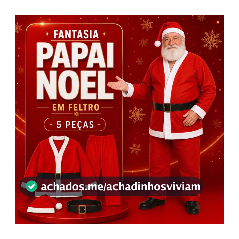 Fantasia de Papai Noel Adulto Natal Roupa Feltro Luxo Veludo 5 Peças