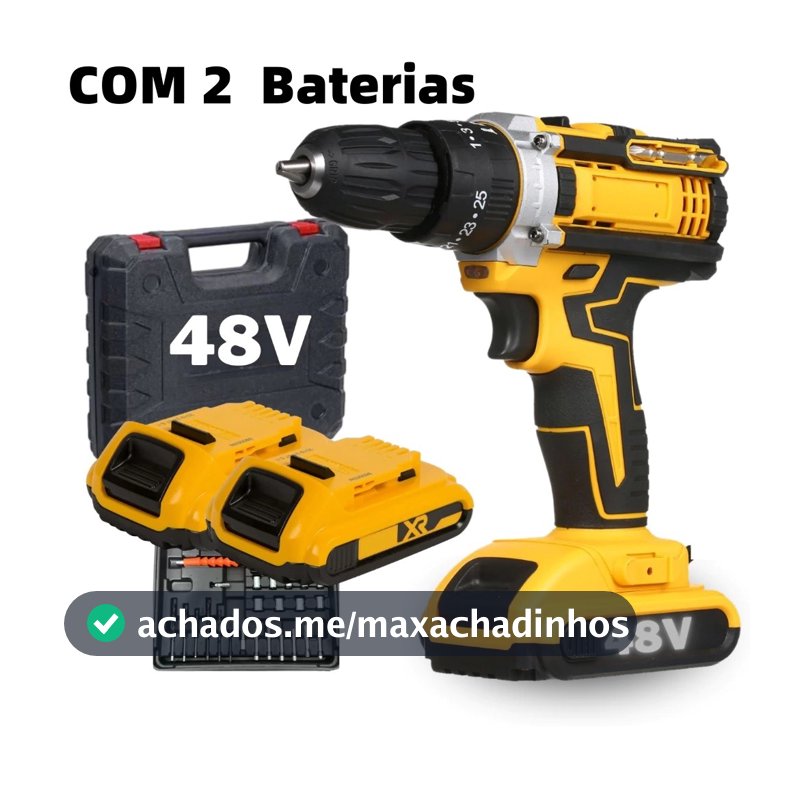 Parafusadeira Furadeira 48V 2 Baterias Com Maleta e Acessórios Completo