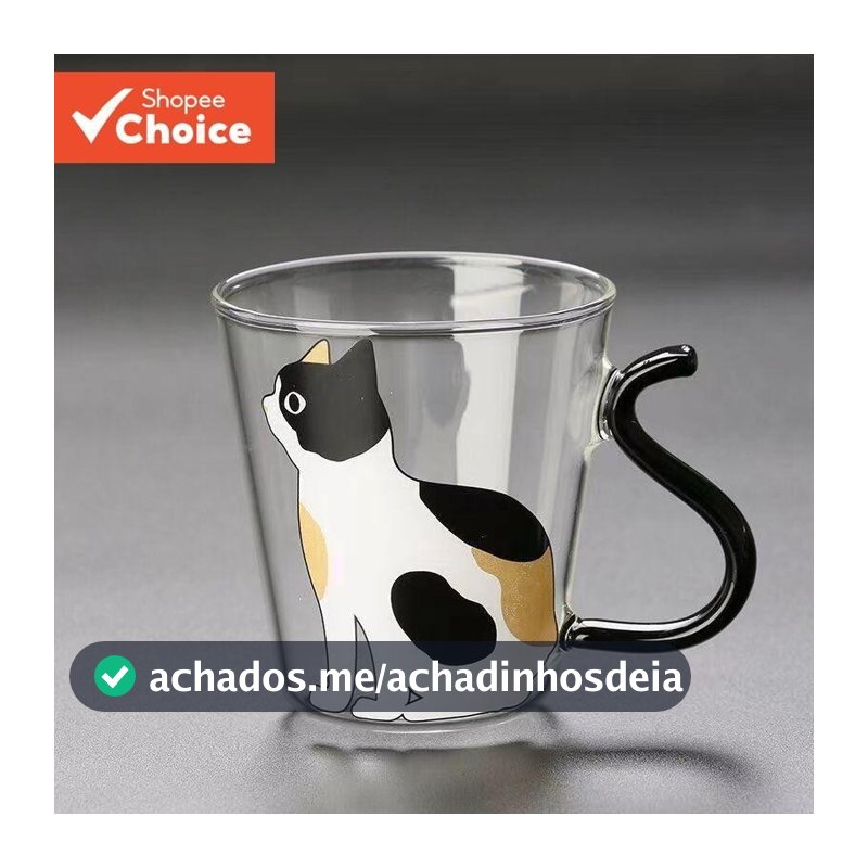 Um copo de vidro para gatos, resistente ao calor, resistente ao frio, caneca criativa, novidade, copo de gato, 260ml/8.8