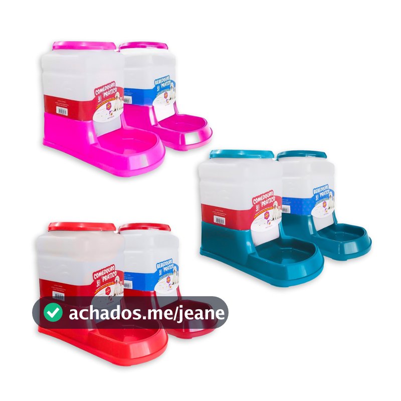 Kit Bebedouro Comedouro Automatico Cachorro Gato Prático 3 Litros