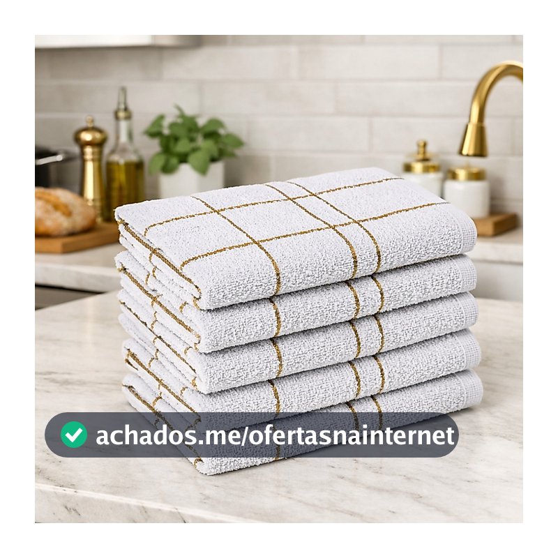 Kit 03 a 10 Toalha de Louça Pano de Prato Branco Xadrez Grande 100% Algodão Alta Absorção Laune Haus