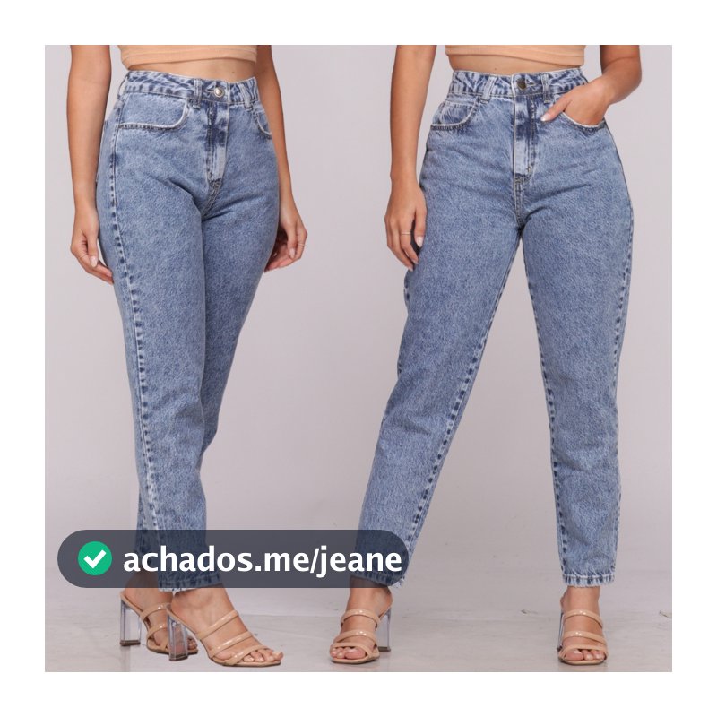 Calça Mom Jeans Cintura Alta Feminina Levanta Bumbum