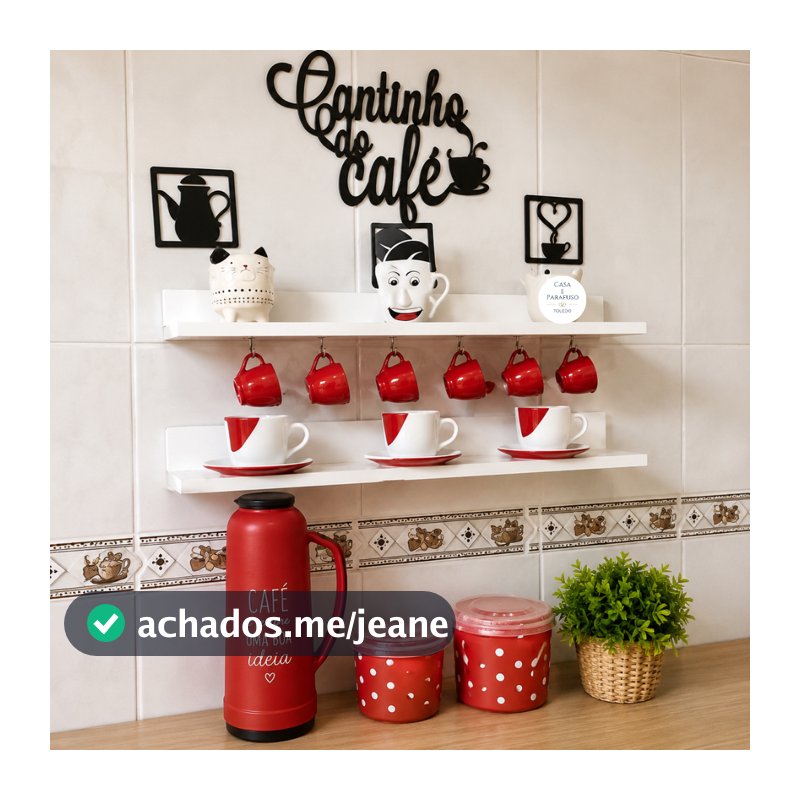 2 Prateleiras cantinho do café com 6 ganchinhos -    28