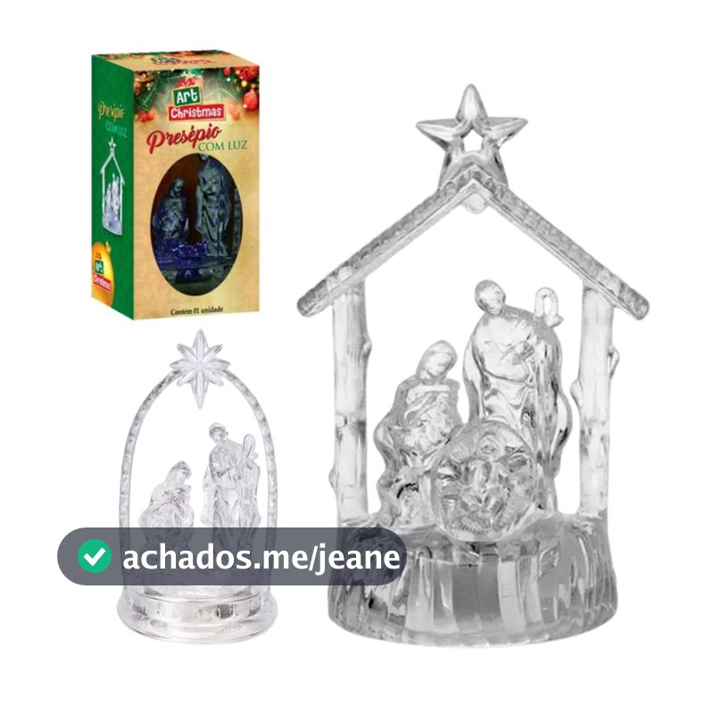 Presépio Natalino Acrilico com luz Led Natal decorativo Sagrada Família