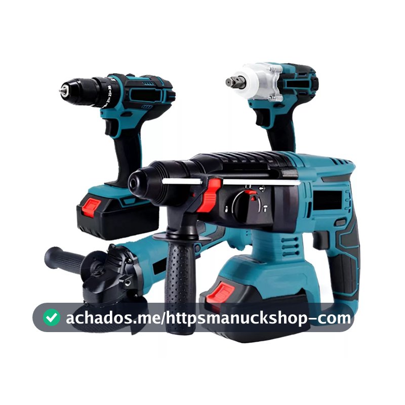 Kit 4em1 Martelete Esmerilhadeira Parafusadeira Chave1/2 48v