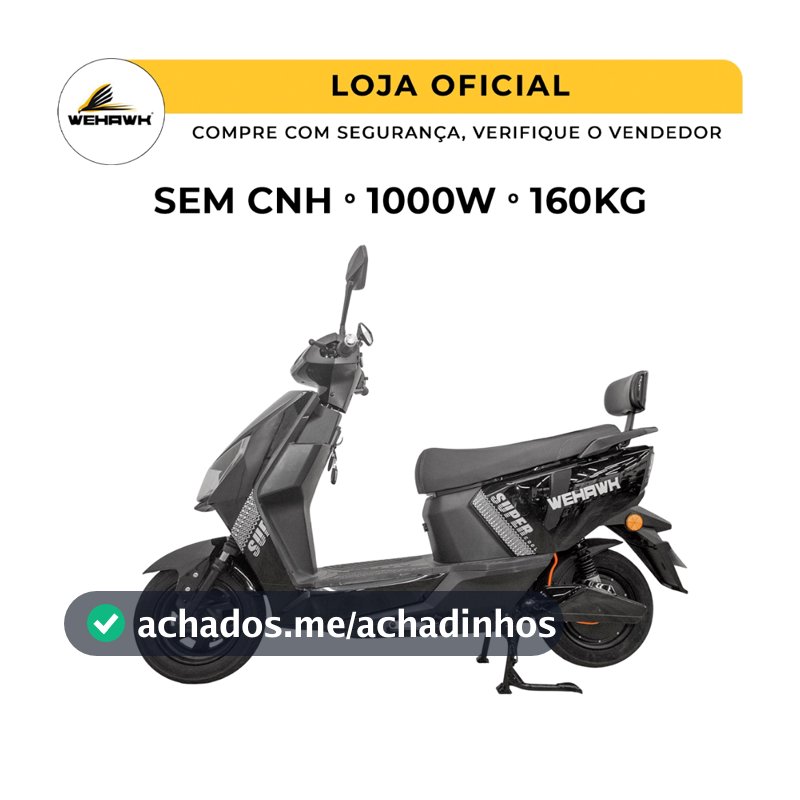 Scooter Moto Elétrica WeHawk Super WX-05G 1000W 60V 20Ah Bateria de Chumbo 🇧🇷